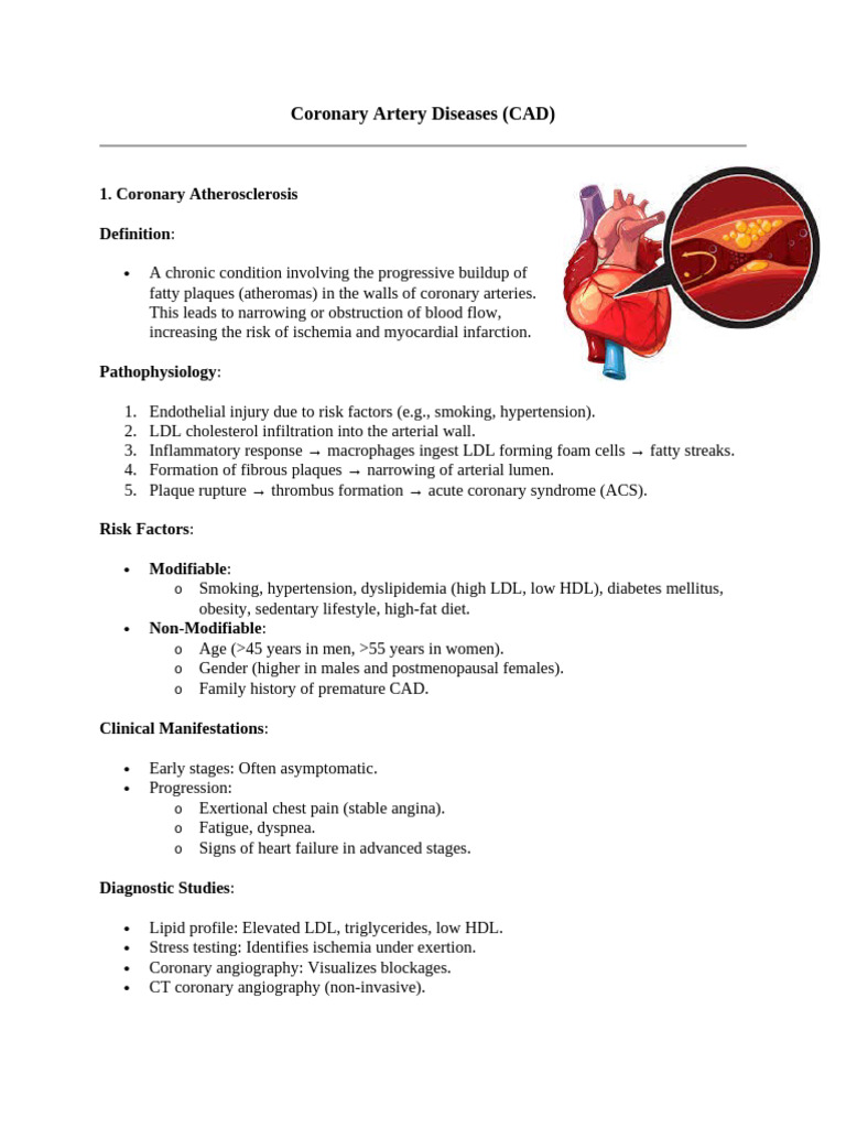 Coronary Artery Disease1 | PDF | Myocardial Infarction | Coronary ...