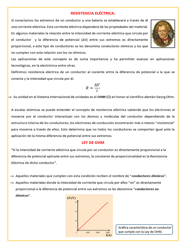 Resistencia Eléctrica y Ley de Ohm | PDF | Resistencia Eléctrica y ...