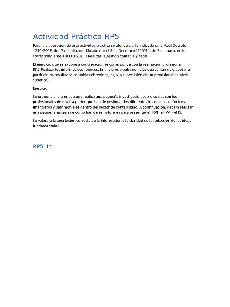 Actividad Práctica RP5 2 | PDF