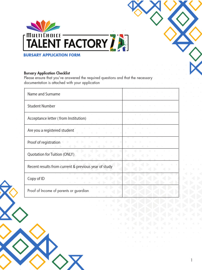 Bursary Application Guidelines and Checklist | PDF | Diploma