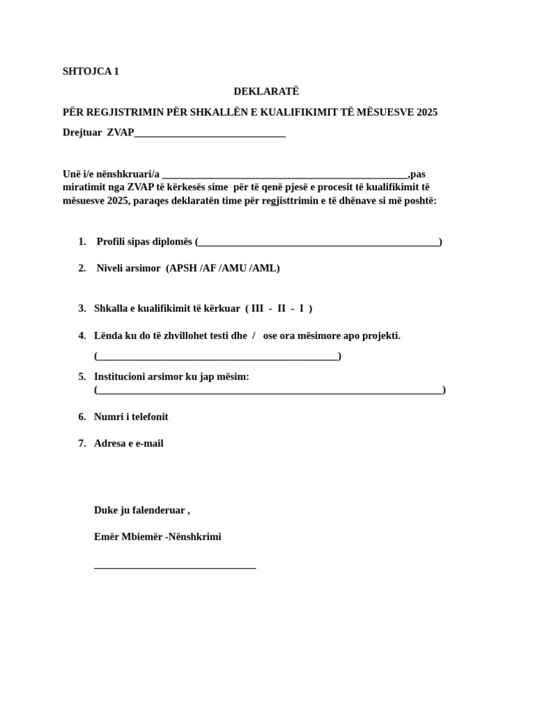 Formular Kualifikimi | PDF