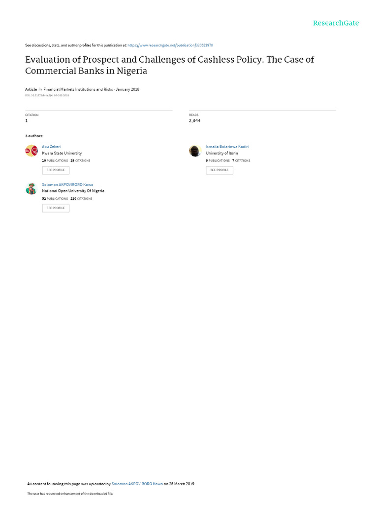 Cashless Policy Impact on Nigerian Banks | PDF | Money | Coefficient Of ...
