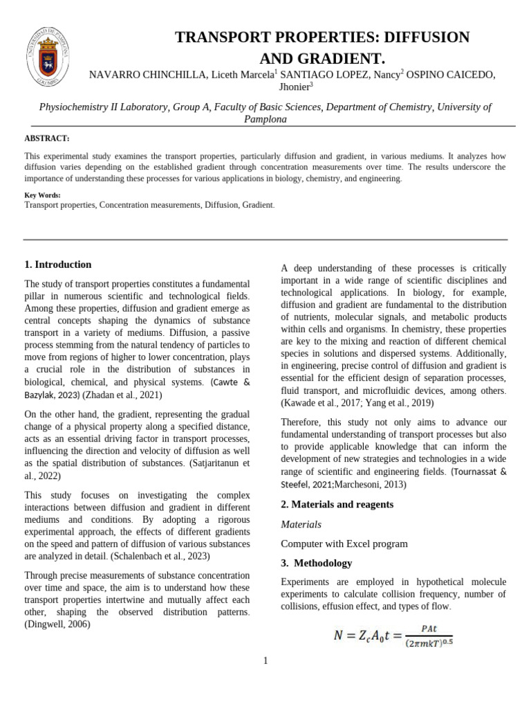 Diffusion and Gradient Transport Study | PDF | Gases | Temperature