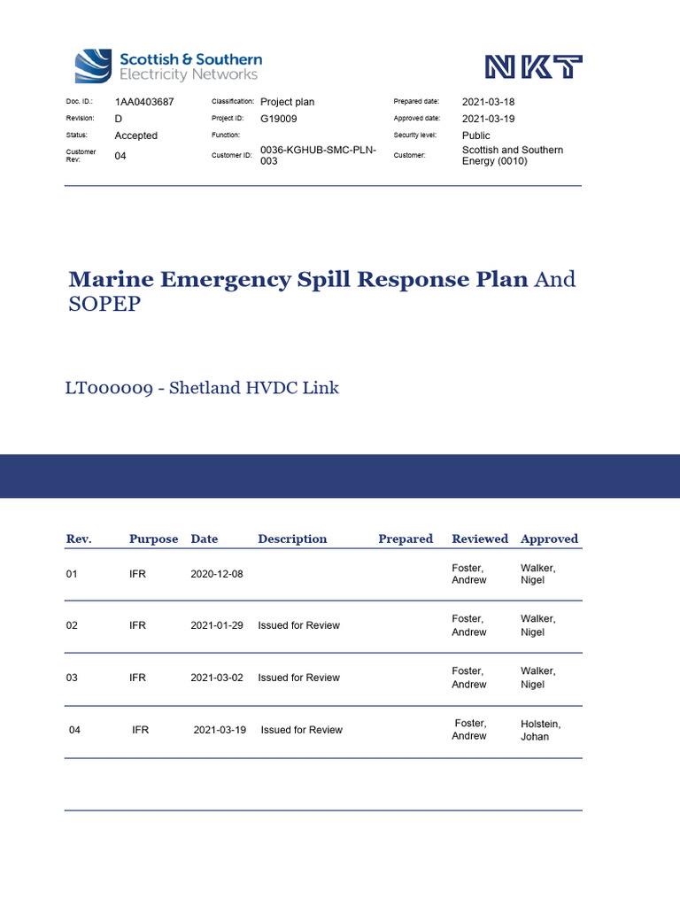 Marine Emergency Spill Response Plan and Sopep | PDF | Oil Spill