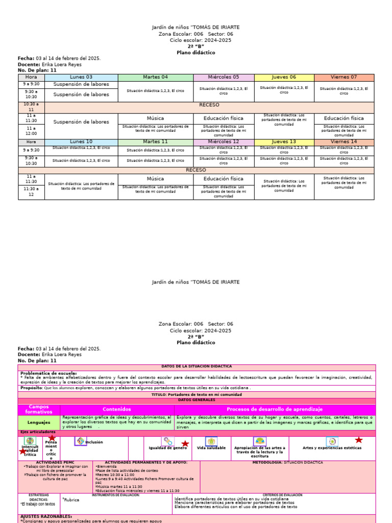 Plan 11 | PDF | Evaluación | Educación de la primera infancia