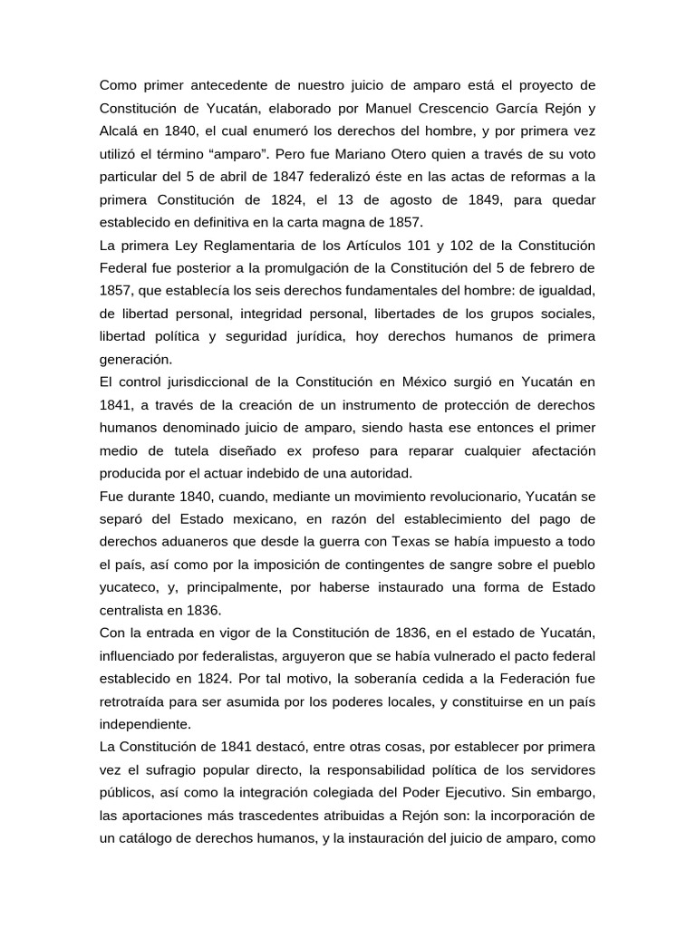 Historia del Juicio de Amparo en México | PDF | Constitución | Justicia