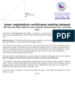 Voter Registration Certificate Info From Don Sumners