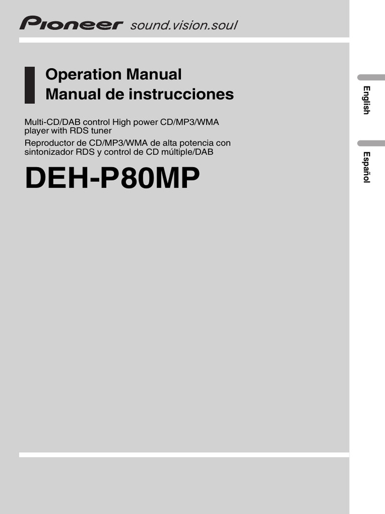 Manual DEH-P80MP | PDF | Equalization (Audio) | Compact Disc