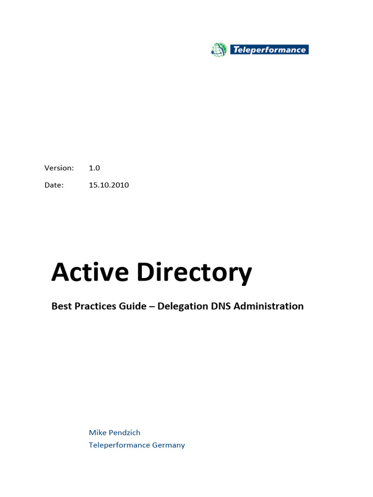 Best Practices Guide - Delegation DNS Administration - 1.0 | PDF