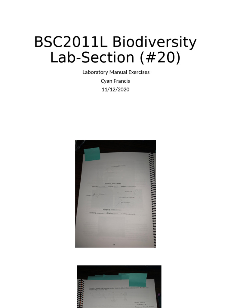 BSC2011L Biodiversity Lab Manual | PDF