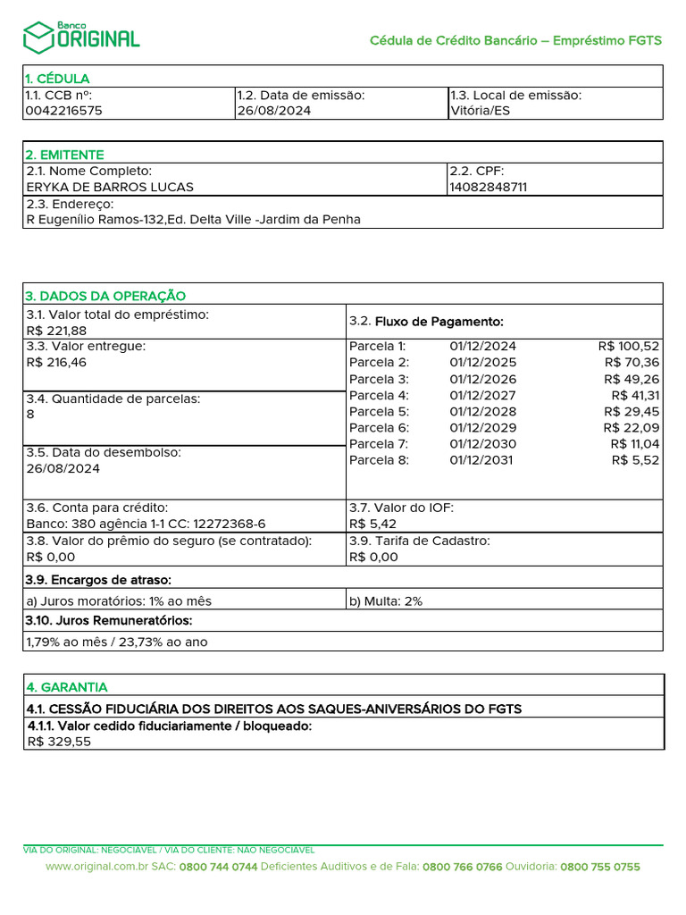 CCB 20240826185834715700 | PDF | Empréstimos | Crédito