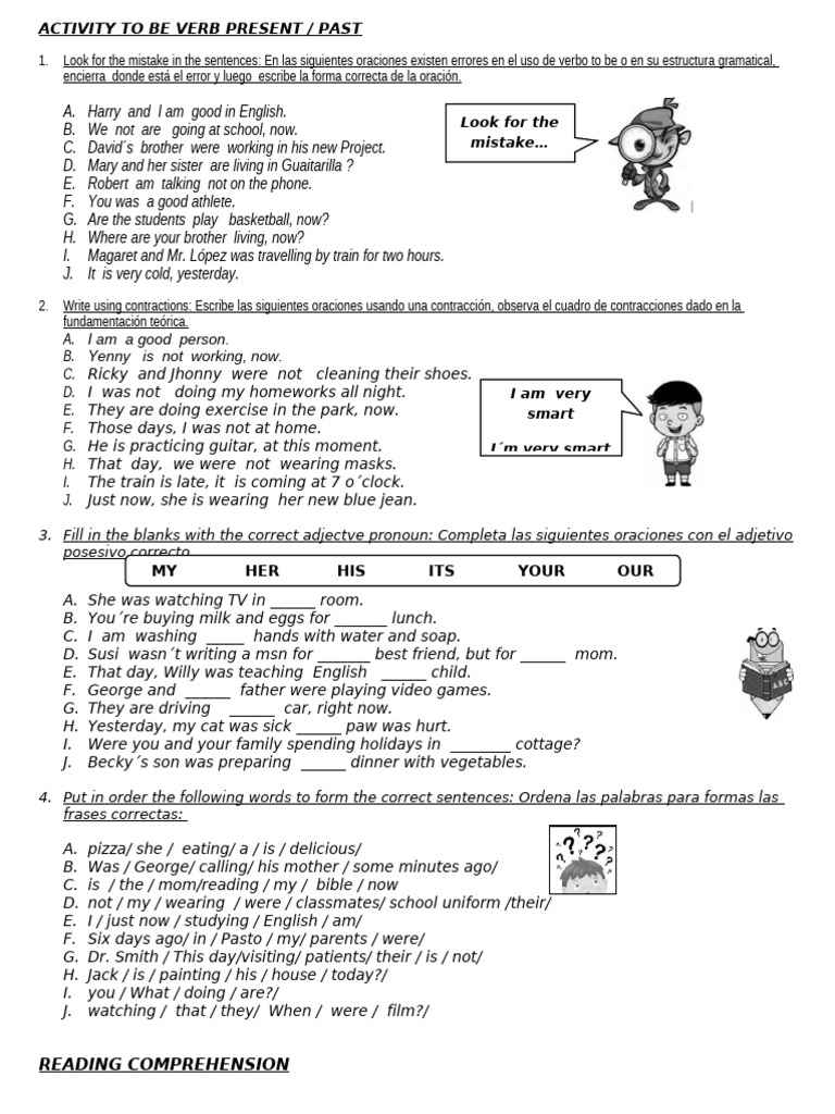 Activity To Be Verb Present Past | PDF