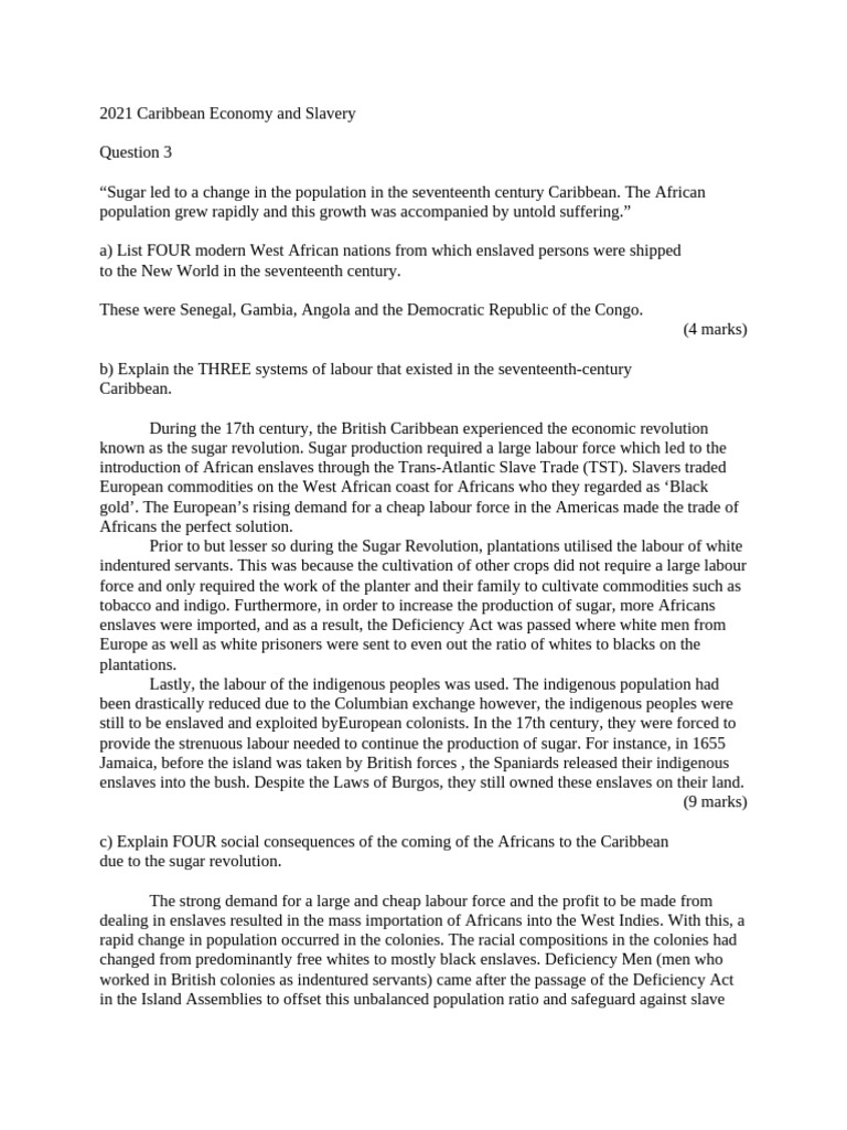 Caribbean Sugar Economy and Slavery Impact | PDF | Atlantic Slave Trade ...