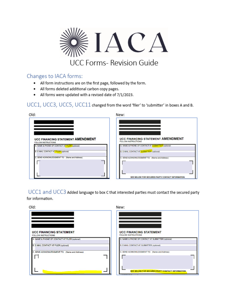 UCC Forms 2016 Revision Guide | PDF