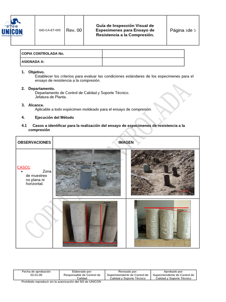 Gid Ca Et 005 Guía De Inspección Visual De Especimenes Para Ensayo De 