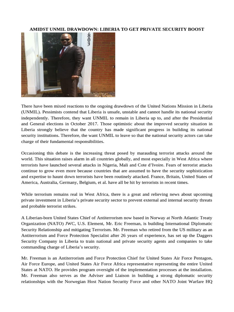Liberia's Security Boost Amid UNMIL Drawdown | PDF | Securities ...