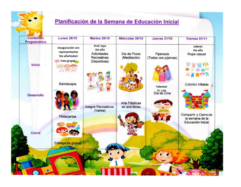 Cronograma Semana de Educacion Inicial 2024-2025 | PDF