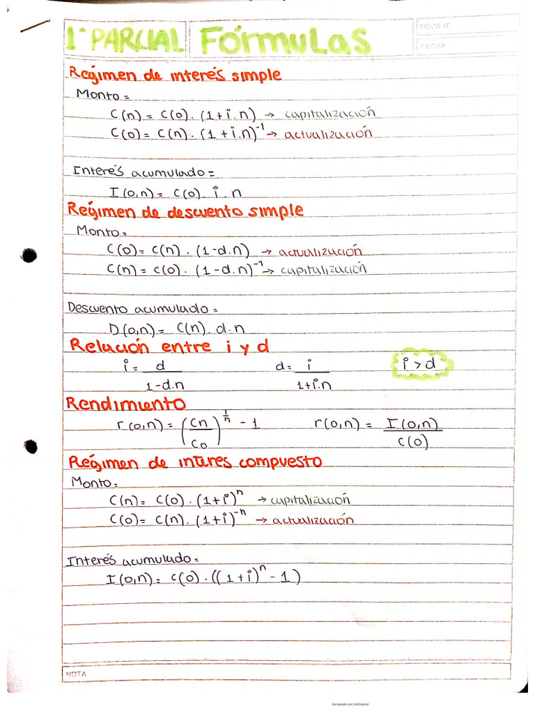 Formulas 1 Parcial | PDF