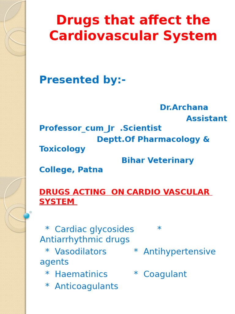 Drugs Acting On Cardiovascular System | PDF | Heart | Cardiac Muscle