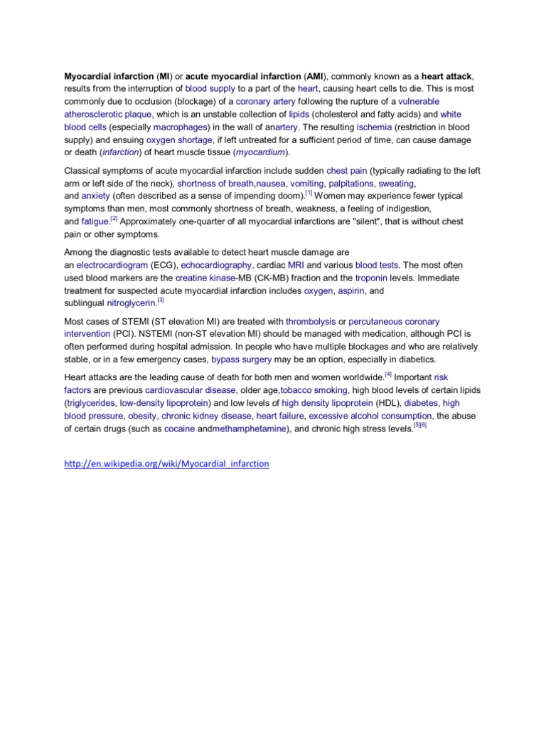 Myocardial Infarction Overview | PDF