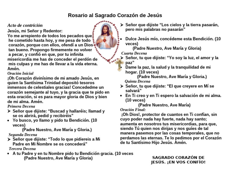 Oración al Sagrado Corazón de Jesús | PDF | orador del Señor | Oración