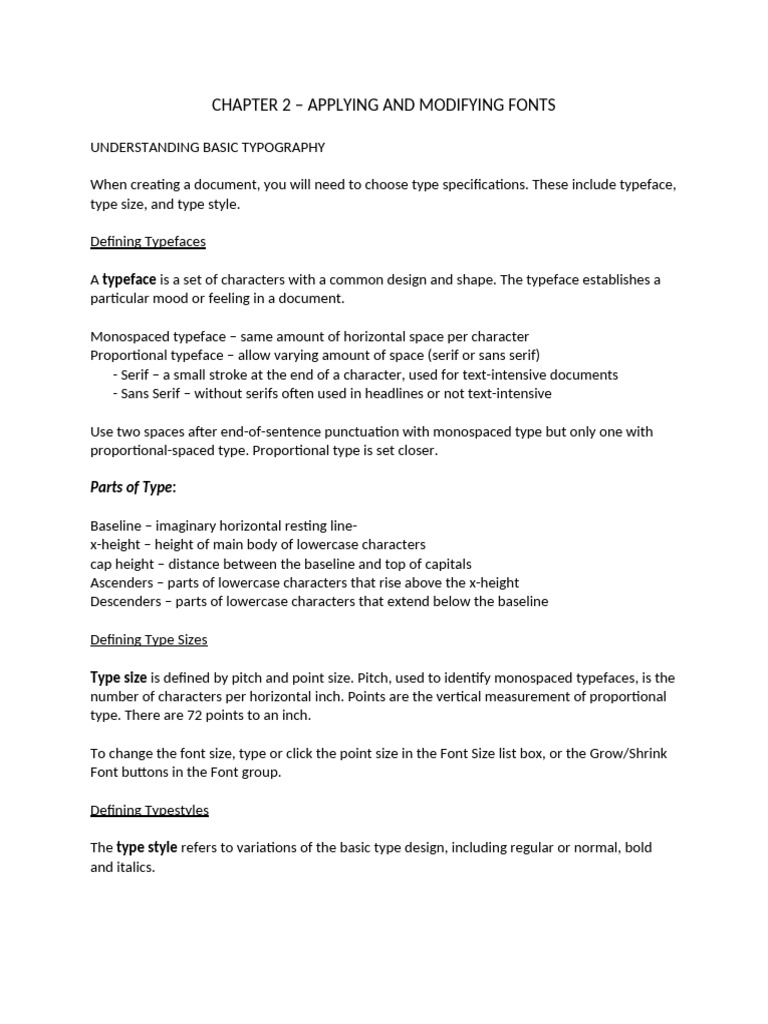 CAPA1310 Wk5 Ch2 Student Lecture Notes | PDF | Typefaces | Serif