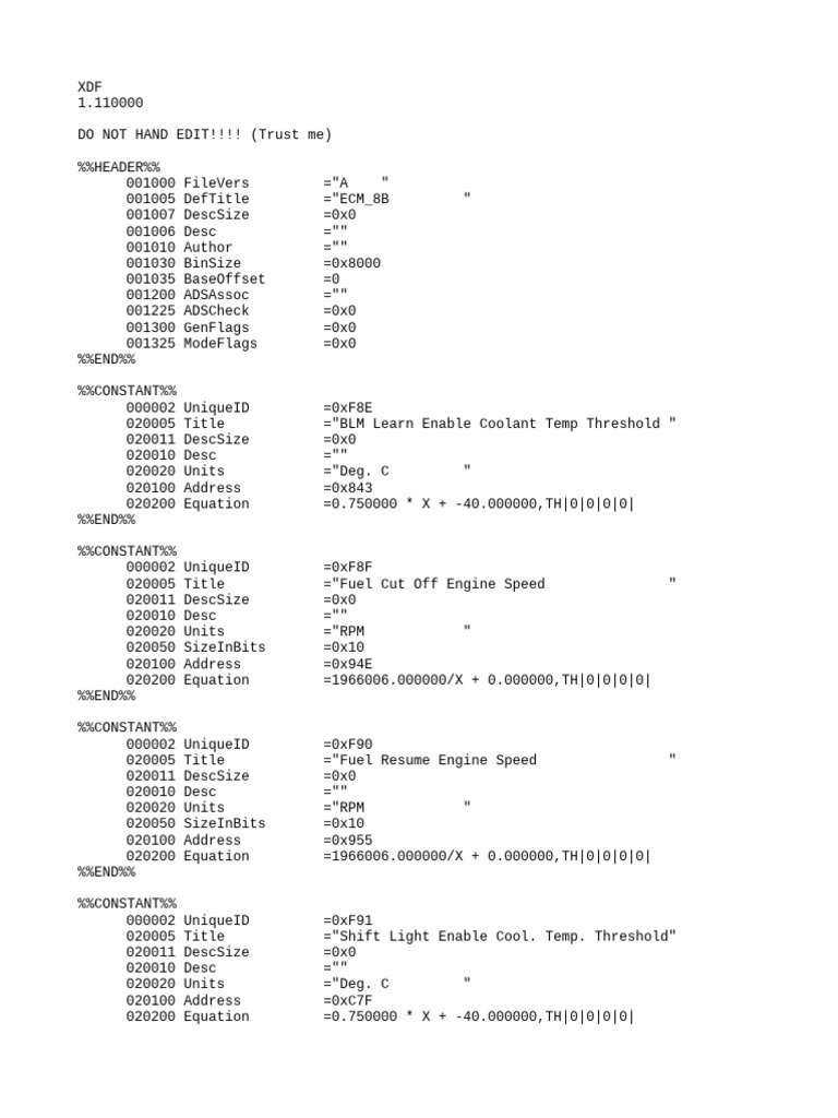 XDF Engine Parameter Definitions | PDF | Engines | Propulsion