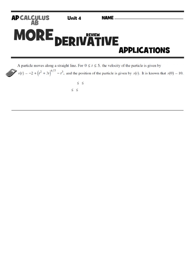 Calc+Unit+4+FR+Practice+UPDATED+2023 | PDF