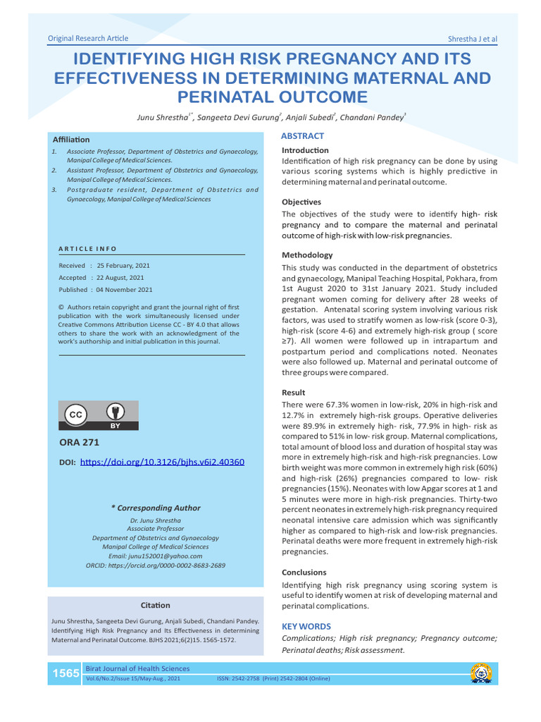 Identifying High Risk Pregnancy and Its Effectiven | PDF | Pregnancy ...