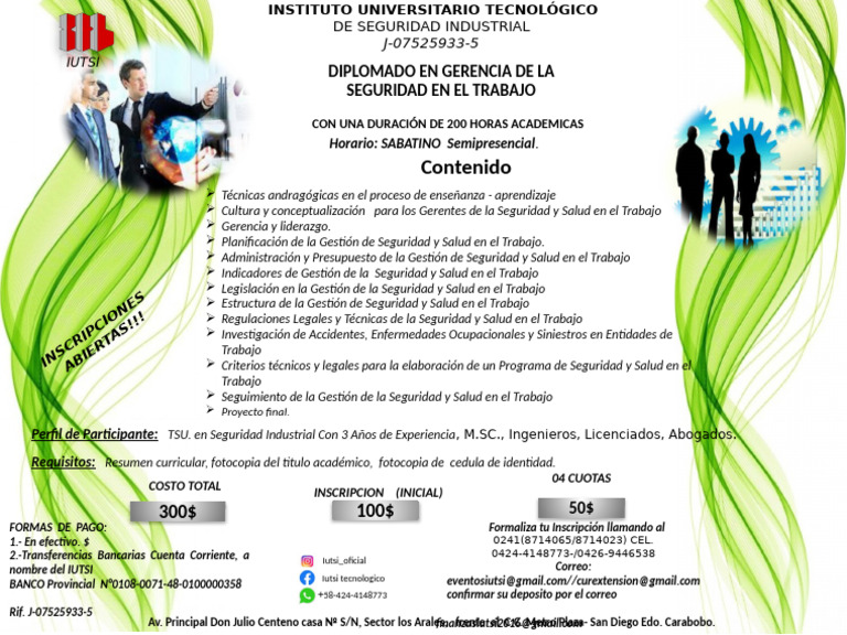 Diplomado en Gerencia de Seguridad Industrial | PDF