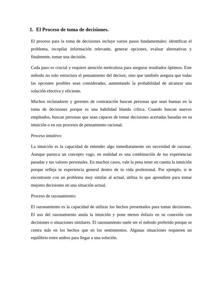 Proceso Efectivo de Toma de Decisiones | PDF | Toma de decisiones ...
