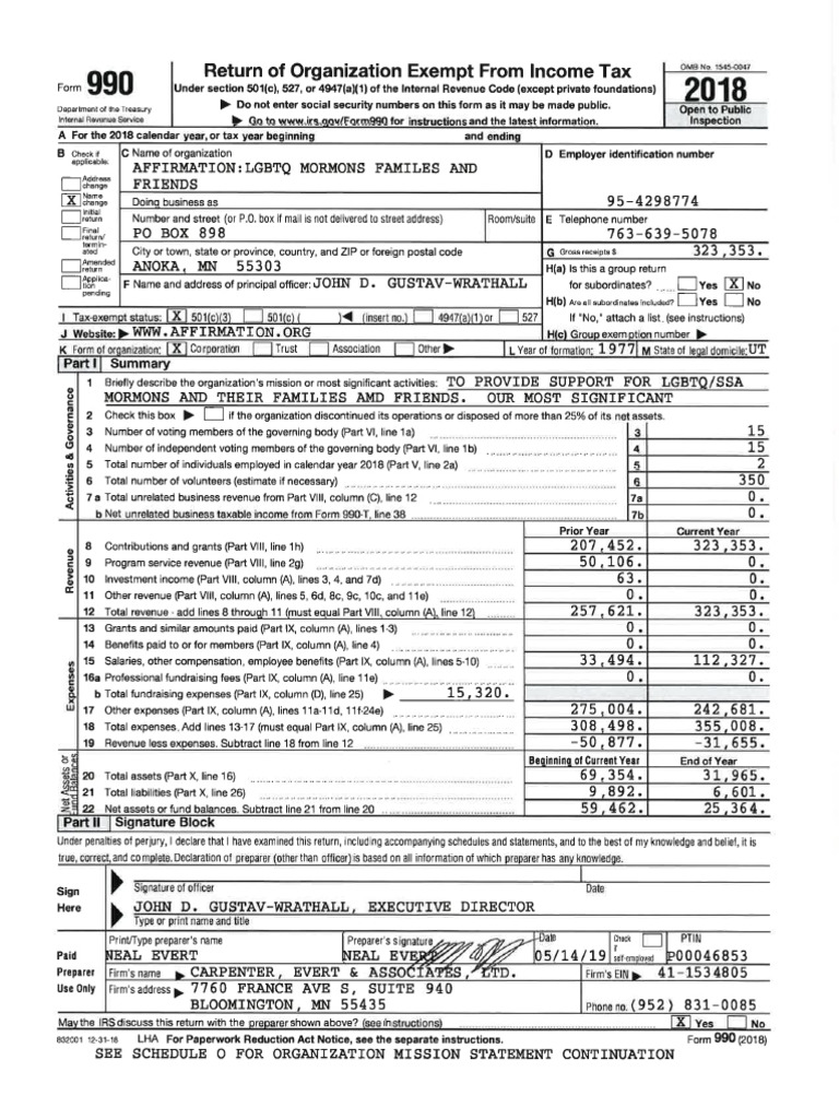 2018 Form 990 | PDF