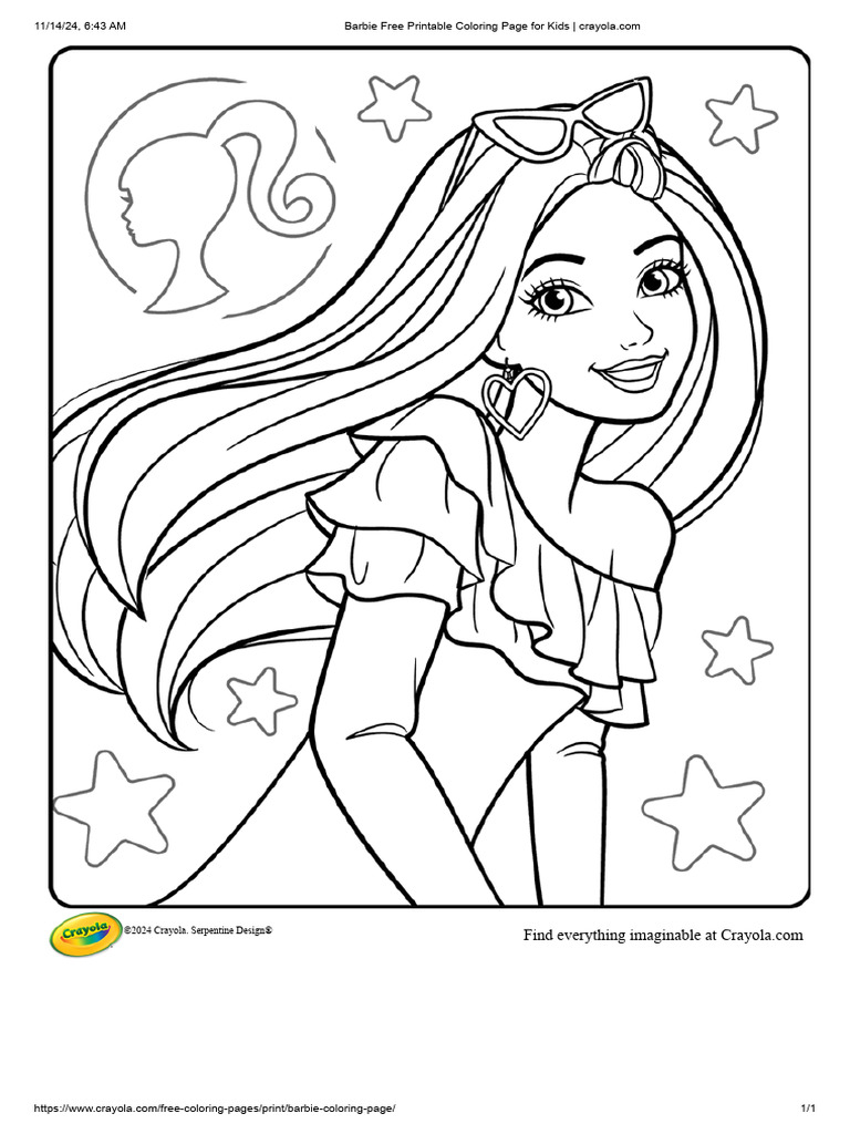Barbie Free Printable Coloring Page for Kids _ crayola.com | PDF