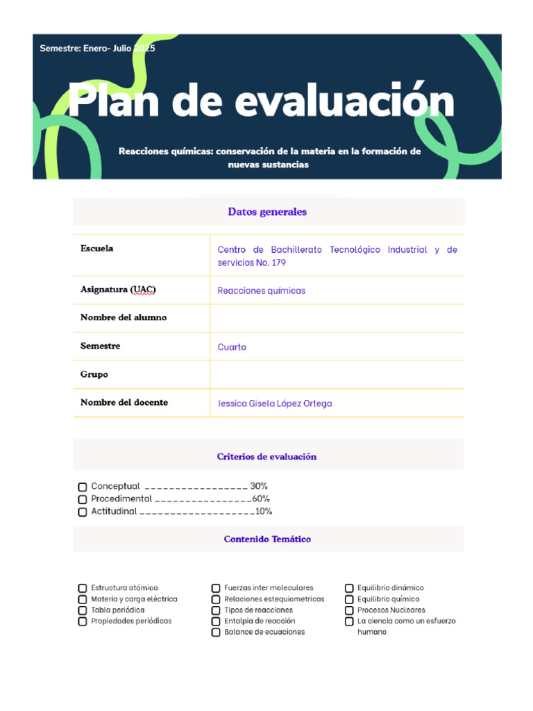 Plan de Evaluacion 4to | PDF