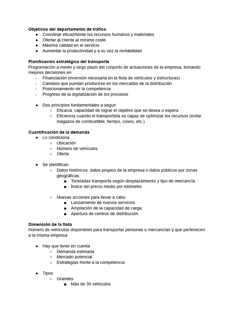 Objetivos y Planificación del Transporte | PDF | Transporte | Business