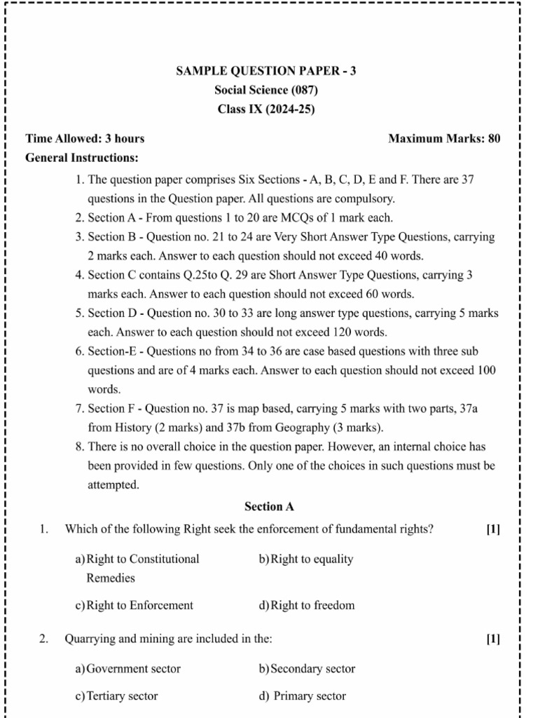 Sample Paper 3 | PDF