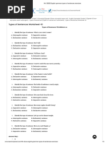 4th CBSE English grammar types of sentences exercises