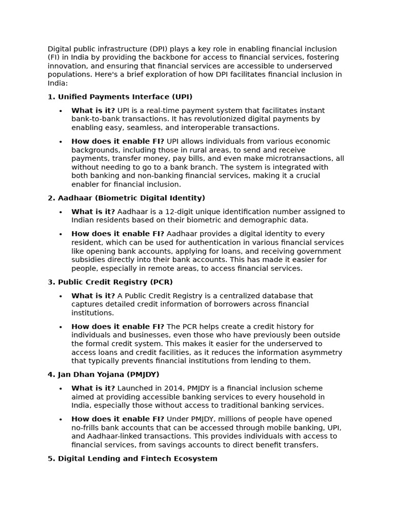 Digital Public Infrastructure | PDF | Financial Inclusion | Banks