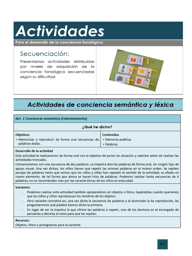 Actividades para Conciencia Fonológica y Semántica | PDF | Poesía | Palabra