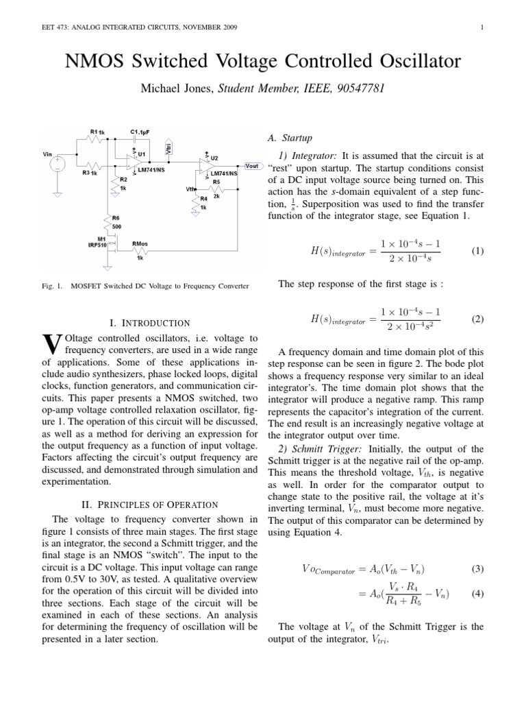 Voltage Controlled Oscillator PDF Operational Amplifier