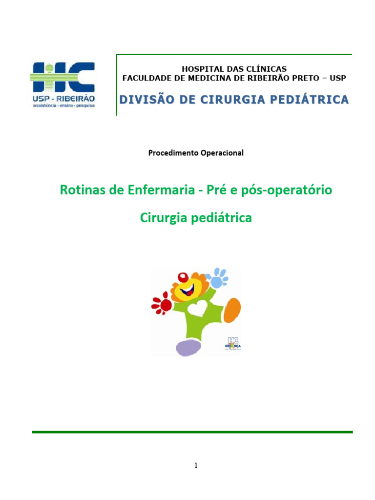 Cirurgia Pediatrica - Protocolos Enfermaria Pre e Pos Operatorio | PDF ...