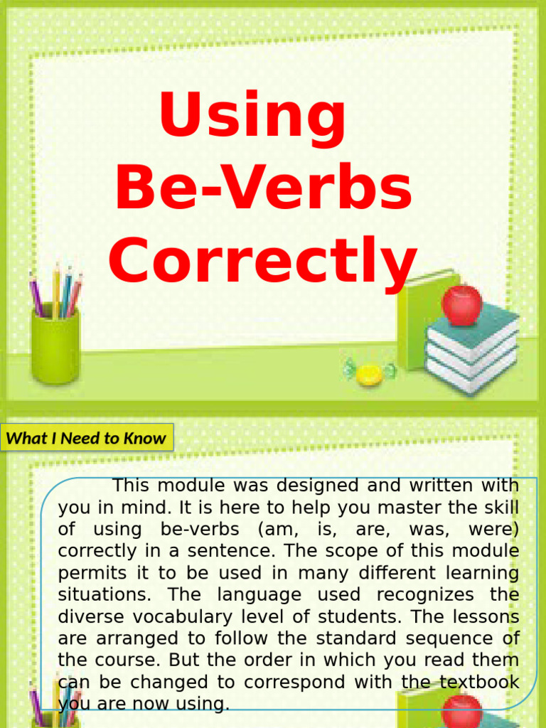 Mastering Be-Verbs in Sentences | PDF