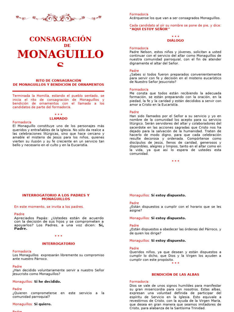 Consagración De Monaguillos Pdf Eucaristía Cristo Título