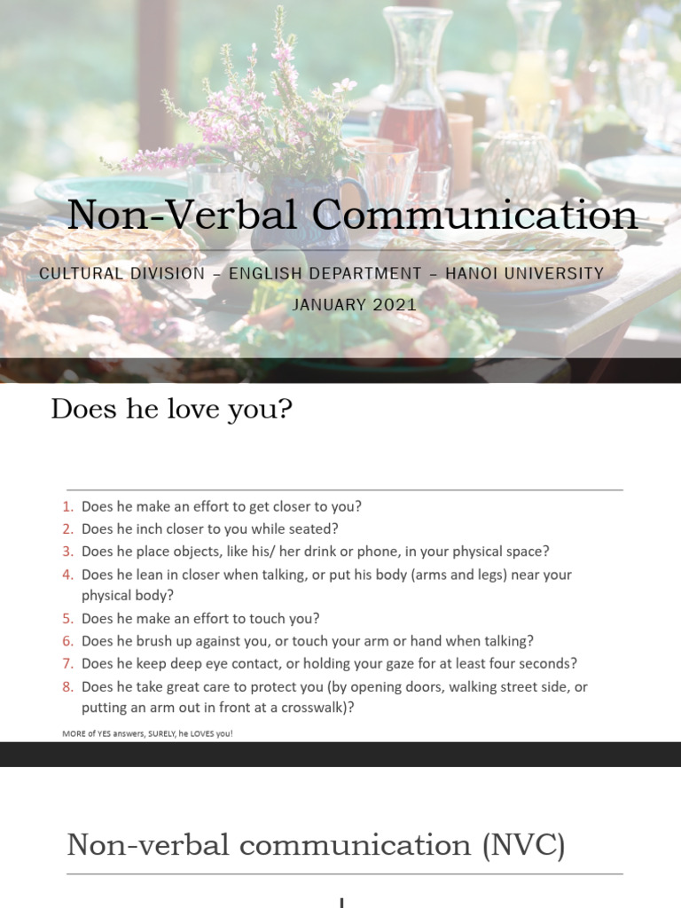 Understanding Non-Verbal Communication | PDF | Nonverbal Communication ...
