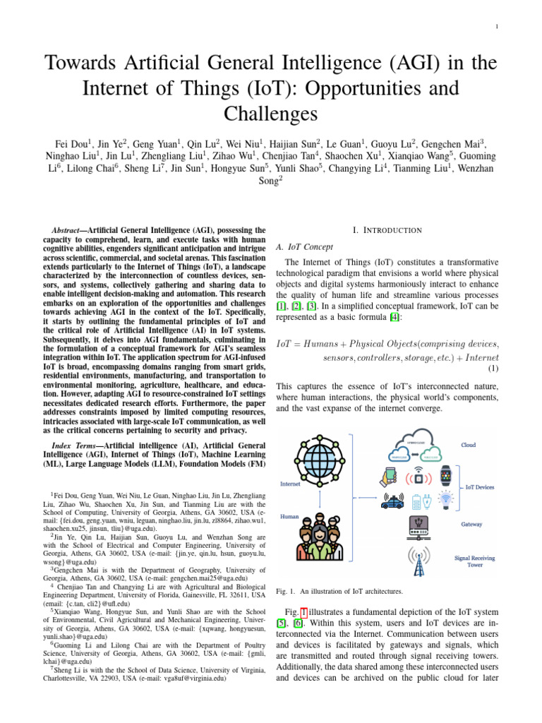 Towards Artificial General Intelligence (Agi) in The Internet of Things ...
