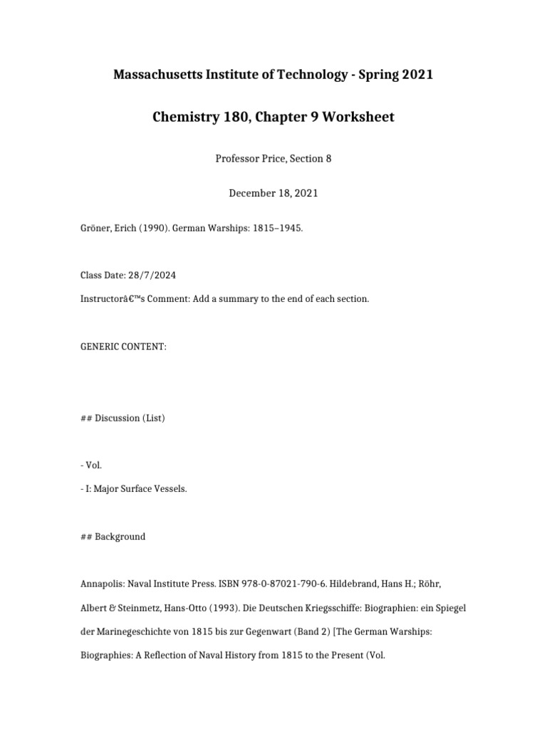 CHEMISTRY_180_CHAPTER_9_WORKSHEET | PDF