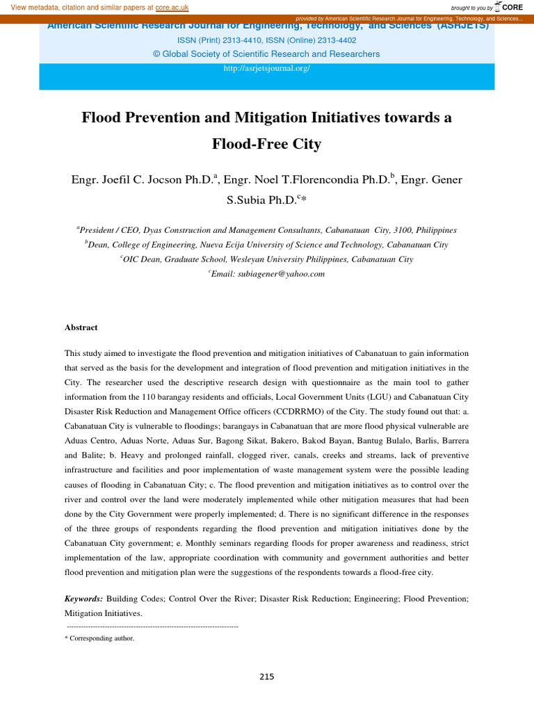 Flood Prevention and Mitigation Initiati | PDF | Flood | River