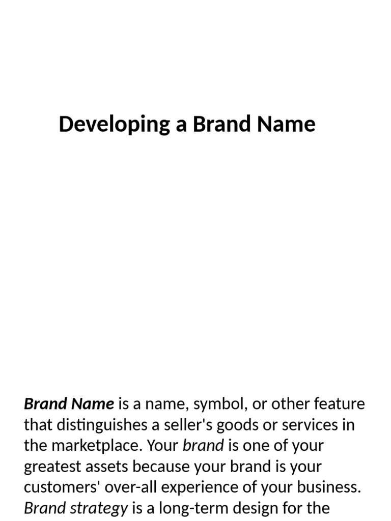 Effective Brand Name Development Strategies | PDF