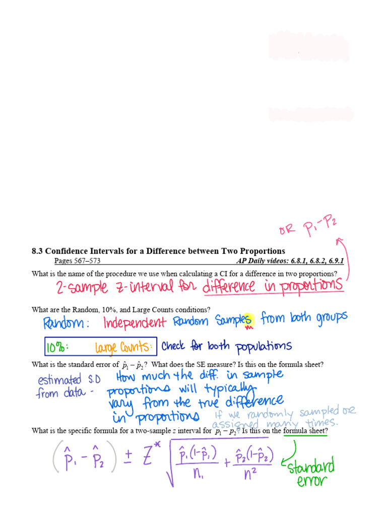 Completed+Notes+8.3u+23-24 | PDF | Confidence Interval | Sampling ...