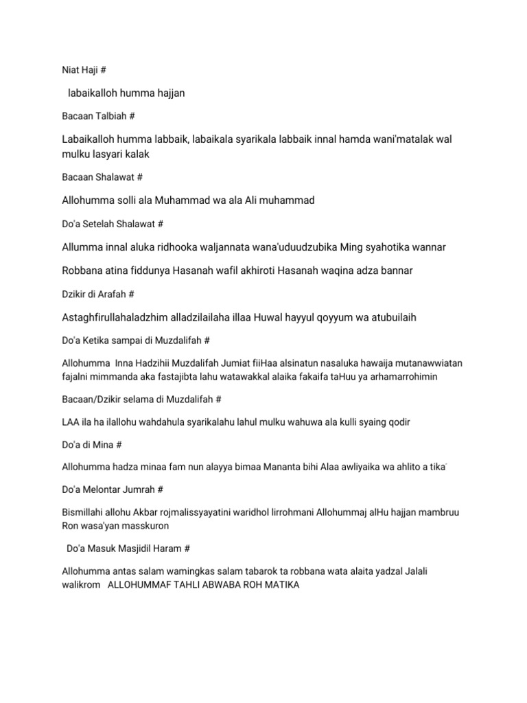 Panduan Doa dan Dzikir Haji | PDF | Myanmar